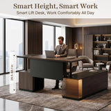 Laxodor L Shaped Executive Desk with File Cabinet Drawers Outlet USB