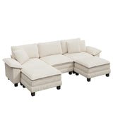 PHI VILLA Modular Sofa 5-Seat U Shaped Cloud Couch Sectional with Ottoman