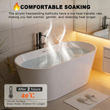LOHCEH 55 Inch Free Standing Bathtub,Made of Pure Acrylic Material with 8 Layers of Reinforced Coating,Cupc Certified,Spacious Ergonomic Design,Modern Luxury Bathtub,White