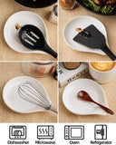 KITCHENLESTAR Large Ceramic Spoon Rest – 6.1 x 5 Inch Heat-Resistant Nonstick Spoon Holder for Stove Top, Glossy Finish, Dishwasher Safe, Stable & Heavy Duty for Cooking Utensils(White 1pc)