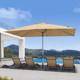 PURPLE LEAF Market Patio Umbrella Umbrella 10' x 13' Semi Auto Lift, Beige