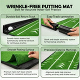 Putting Green Indoor | Wrinkle-Free Golf Mat with Auto Ball Return | Non-Slip Surface & Alignment Markings for Accurate Putting Practice at Home, Office & Outdoors | Improve Stroke Control & Precision