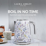 Laura Ashley Stainless Steel Electric Kettle 1.7 Liter - 1500W Rapid Boil Electric Kettles for Boiling Water - Electric Tea Kettles Automatic Shut Off - Overheat & Boil Dry Protection Jug Kettle