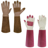 Bundle - 2 Pairs of Pruning Gloves Long for Men & Women, Pigskin Leather Rose Gardening Gloves, Medium