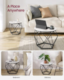 VASAGLE Small Round Coffee Table Set of 2, with Steel Frame