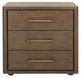 SAFAVIEH Couture Home Collection Rosey Brown 3-Drawer Wood Nightstand Table (Fully Assembled)