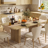 LEYAOYAO Extendable Dining Table for 4-6,63"–79" with Fluted Base(Natural)