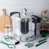 Kritkin 24qt Pressure Cooker with 6 Mason Jars, 6 Canning Supplies with Pressure Panner Stainless Steel Steam Rack Gauge for Canning, Silver