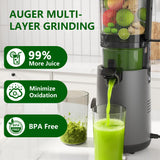 Juicer Machines, Cold Press Juicer with 5.3" Extra Large Feed Chute and Powerful AC Brushless Motor Fit Whole Fruits & Vegetable, High Juice Yield, BPA Free, Extra One Replace Strainer