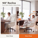 Teddy Fleece High Back Executive Office Chair with Flip Armrests (White)