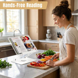 HAUTOCO Acrylic Book Stand, Adjustable Book Holder with 360° Rotating Base