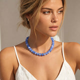 AGHTLZX Blue Beaded Necklace for Women