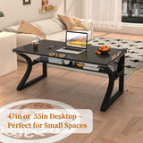 Ksortir 47'' Computer Desk Home Office Desk, Modern Computer Desk w/U Shaped Metal Frame, Storage Shelves, PC Table Study Writing Desk Workstation for Home Office (55inch/Black)