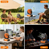 Camping Fan Rechargeable, Large Capacity Battery Powered Fans, 270° Adjustable Rechargeable Fan Portable with LED Light, 4 Speed Cordless Battery Operated Fans with Hanging Hook for Tent Beach Outdoor