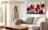 Large Oversized Wall Art 71"L x 36"W, Modern Red Poppy Flowers Painting on Canvas, Floral Artwork Canvas Print, Red and Black Pictures Wall Decor for Living Room, Bedroom, Office