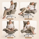 Cross Legged Office Chair with Footrest, Big and Tall Comfy Ergonomic Reclining Executive Chair Wide Seat with Flip-Down Armrests