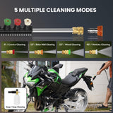 Giraffe Tools Grandfalls Retractable Wall Mount Pressure Washer Plus, Electric Power Washer with 100ft Pressure Hose, Max 2900PSI 2.2 GPM, Automatic Rewind, Any Length Lock, Dark Silver