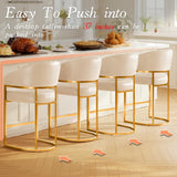 Modern Counter Height Bar Stools,Bar Stools Set of 6,PU Leather Upholstered Barrel Barstools with Backs