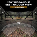 Hunting Blind for 3-4 People, 288 Degree See Through Hunting Ground Blind with Silent Zipper Pop Up Ground Blinds Portable Resilient Hunting Tent for Deer Hunting Hunthor