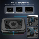 DeskLogics Laptop Cooling Pad, Quiet Turbo Fan Laptop Cooler for 12-19 Inch Gaming Laptop and MacBook, Height Adjustable Laptop Cooling Stand with RGB Light, Sealed Airflow Cooler Pad, USB Powered