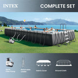 INTEX Ultra XTR 32 ft x 16 ft 52 in Above Ground Pool Set, Rectangular Swimming Pool with Steel Frame, 2800 GPH Sand Filter Pump, Ladder, Cover, & Ground Cloth