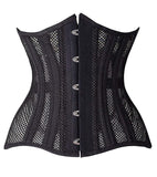 SHAPERX Women 26 Steel Boned Mesh Corsets Longline Heavy Duty Waist Trainer Long Torso Cincher,SZ1794-Black-XL