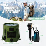 Portable Shower for Camping, 8000mAh Rechargeable Portable Camping Shower Pump with 6.6 Gallons Foldable Bucket, 5 Speed & LED Display,Rinse Kit Portable Outdoor Camping Travel Shower Head-Black