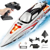 BEZGAR RC Boat, 18 inch Big Brushless Remote Control Boat for Adults and Kids, 55 KPH Large Fast RC Speed Boats with 2500mAh Battery, Ideal Waterproof Toy Boats for Lakes - HJ816 Gray