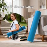 Yoga Mat Thick, 72"x32"x0.4"Th (10mm), Wide Non-Slip Exercise Mat with Carry Strap, Double-Sided POE Fitness Mat (Blue+Milk Coffee)