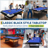 6 or 7 ft Billiards Table, Portable Billiards Tables, Pool Tables for Full Size, Pool Table Set for Family Game Room, Adult Rrec Room, Basements, Man Cave or Garage, Blue