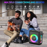Karaoke Machine, Portable Bluetooth 5.3 Speaker with 2 Wireless Microphones for Adults, 200W Retro Leather PA System with Pitch Correction, Supports TV/TWS/TF Card/USB/AUX/Live (2MICS)