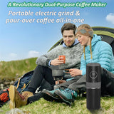 Portable Electric Coffee Grinder and Brewing Kit, Rechargeable, Conical Burr Mini Coffee Grinder with Filter, 32g Capacity & Coffee Cup for Camping, Travel, Office, Espresso, Pour Over, etc (Black)