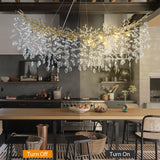 kvtinmty L55‘’ Rectangular Crystal Gold Chandelier, Modern Large Oval Tree Branch Crystal Chandeliers for Dining Room,16-Light Flush Mount K9 Crystal Chandeliers, for Kitchen Island,Dining Room