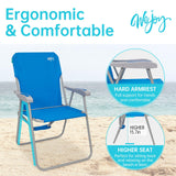 #WEJOY Folding Beach Chair for Adults, Lightweight Beach Chair with Shoulder Straps, High Back Camping Chairs with Hard Armrest, Supports 300lbs for Outdoor Lawn Concert (Blue)