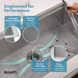 Ruvati 32-inch Undermount 16 Gauge Stainless Steel Workstation Kitchen Sink Single Bowl – Soundproof Multifunction Chef Sink with Cutting Board & Accessories, Brushed Finish Hides Scratches – RVH8300