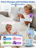Voice Changer Upgraded Kids Video Walkie Talkies, Gift Toy with Real-Time Video, No WiFi or App Required, 1600FT Long Range, Rechargeable Video Intercom Toy for Boys & Girls Ages 3–12 (Blue & Pink)