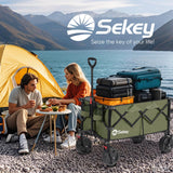 Sekey 220L Wagons Carts Foldable with Big All-Terrian Beach Wheels, Collapsible Heavy DutyWagon with Cup Holders