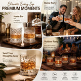 10oz Spinning Whiskey Glasses for Whiskey-lovers: 360° Rotating Crystal Glass with Iceball Mold for Scotch Bourbon - Old Fashioned Glasses for Bar Party Home - Gifts for Men Dad Husband (Bubble)