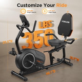YOSUDA PRO Recumbent Exercise Bike for Home Use with Resistance Bands-Recumbent Bike with Smart Workout APP, Comfortable Seat, Pulse Sensor & 16-level Resistance YOSUDA