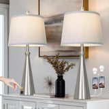 Rinweey 28" Silver Touch Table Lamps Set of 2 with USB A+C Ports, 3-Way Dimmable Bedroom Lamps for Night Stands, Tall Modern Living Room Lamps for End Tables (2 LED Bulbs Included)