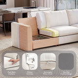 Ihanherry 111" Oversized Modular Sectional Sofa, Modern V Shaped Cloud Couch with Storage Ottoman, 6-Seat Comfy Chenille Deep Seat Sofa with 2 Pillows for Living Room, Beige
