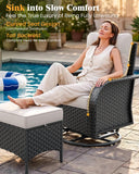 7 Pieces Patio Furniture Set with Fire Pit Table Swivel Rocker Chairs Sets
