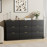 Furniway Black Dresser for Bedroom, Modern Dresser with 9 Drawers and Smooth Slides, Wide Chest of Drawers with Golden Handles for Bedroom, Living Room, Closet, 15.7" D x 63" W x 31.5" H