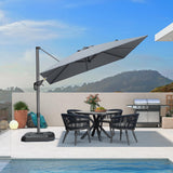 PURPLE LEAF Patio Outdoor Umbrella 9' x 9' Square All-Weather Light Grey