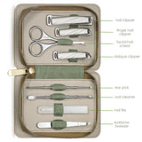 HAPPITON 8-Piece Manicure Pedicure Set-Stainless Steel Nail Clippers Toenail Fingernail Cutters with Travel Case Complete Grooming Kit (Green)