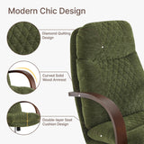 KISLOT Home Office Desk Chair, Ergonomic Office Chair with Lumbar Support, Adjustable Swivel Computer Chair with Wheels, Fabric Executive Task Chair with Wood Arms, Moss Green