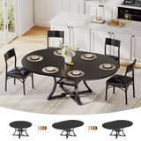 Itaar Round Extendable Dining Table Set for 4-6 People, 5-Piece Kitchen Table Set with 4 Cushion Chairs