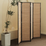 4 Panel Bamboo Room Divider - 5.6 ft Tall Folding Privacy Screen for Room Separation