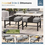 MFSTUDIO 6 Piece Metal Patio Furniture Set with Fire Pit Table, Gray