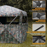 Hunting Blind for 3-4 People, 288 Degree See Through Hunting Ground Blind with Silent Zipper Pop Up Ground Blinds Portable Resilient Hunting Tent for Deer Hunting Hunthor